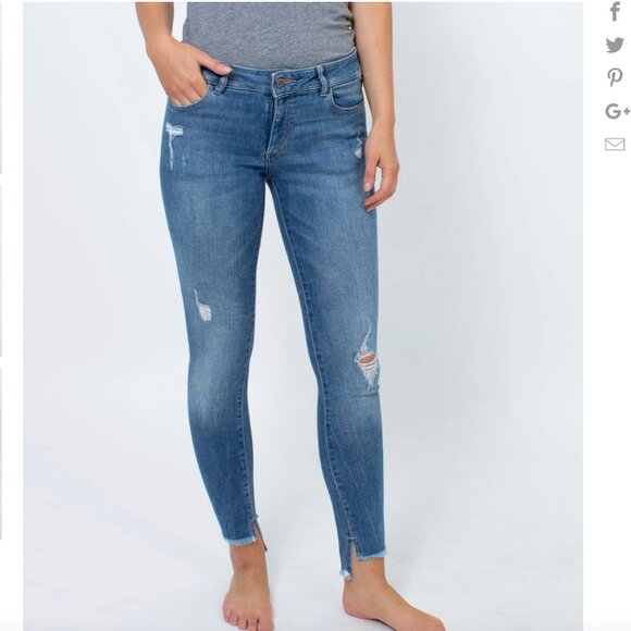 DL 1961 Emma power legging jeans distressed skinny blue 27